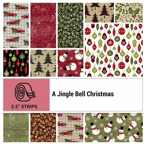 Benartex A Jingle Bell Christmas Strip-pies - 40 2.5" Strips