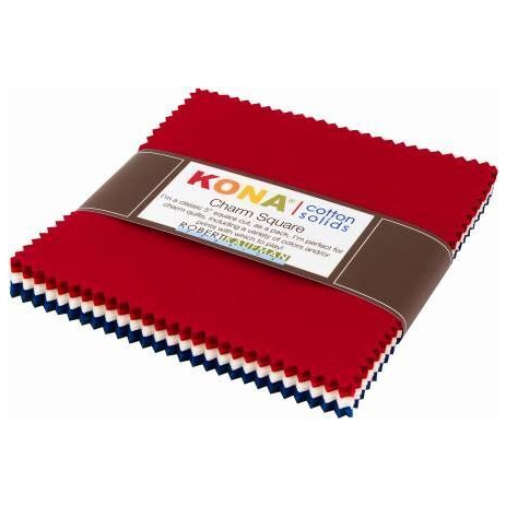 Charm Pack 5x5 Squares - Robert Kaufman Kona Solid Patriotic Colorway - 40 5" Squares