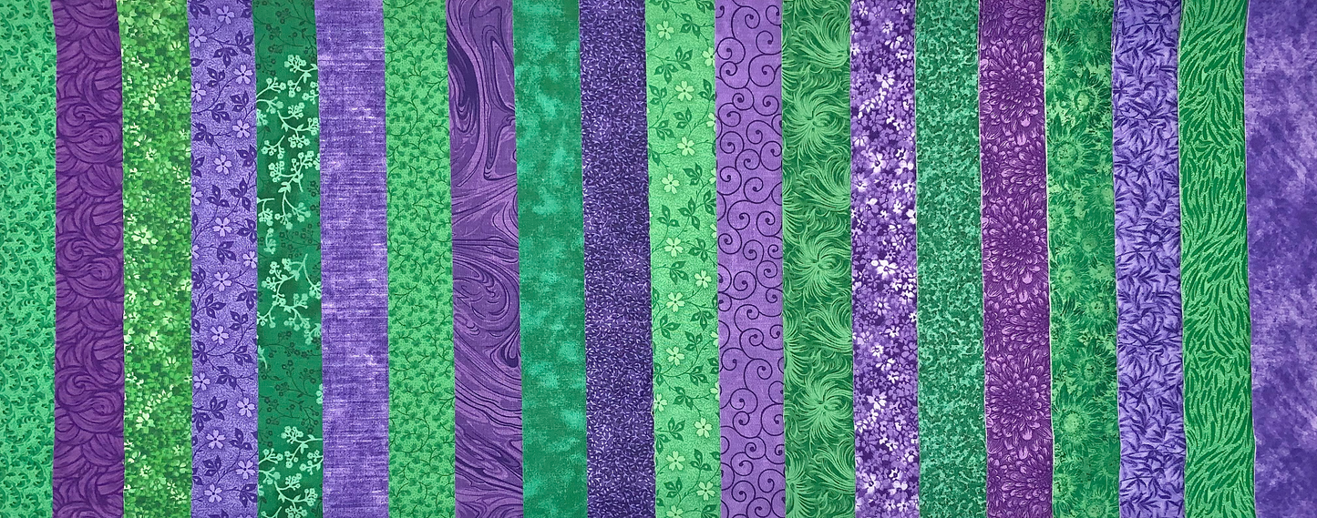 Leafy Lilac 2.5" Roll - 20 Fabrics, 20 Strips