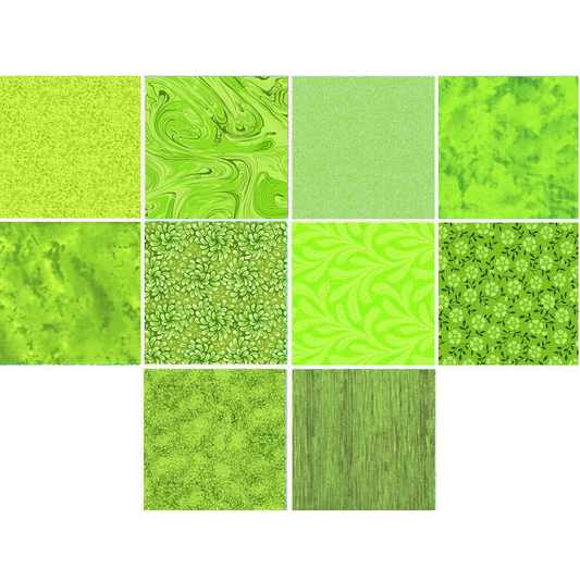 Charm Pack 5x5 Squares - Basic Colors Lime - 40 5" Squares