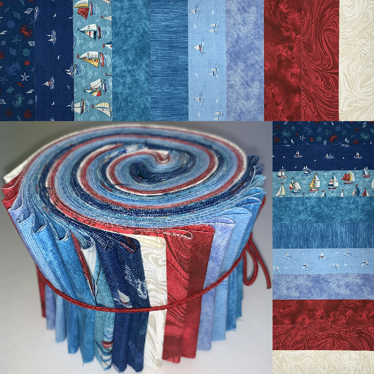 Nautical Featuring Andover "Nautical 2022" 2.5" Roll - 20 Fabrics, 20 Total Strips 