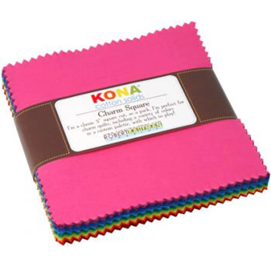 Charm Pack 5x5 Squares - Robert Kaufman Kona Solid Classic Colorway - 40 5" Squares
