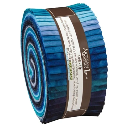 Robert Kaufman Artisan Batiks: Prisma Dyes, Open Waters Roll-up - 40 Total Strips