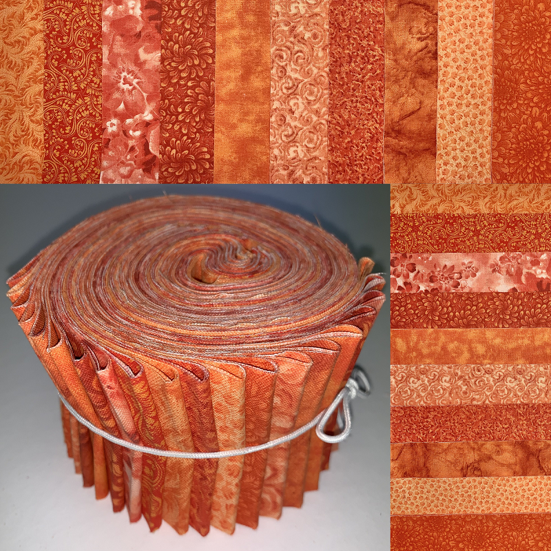 Basic Colors - Orange 2.5" Roll - 10 Fabrics, 20 Total Strips