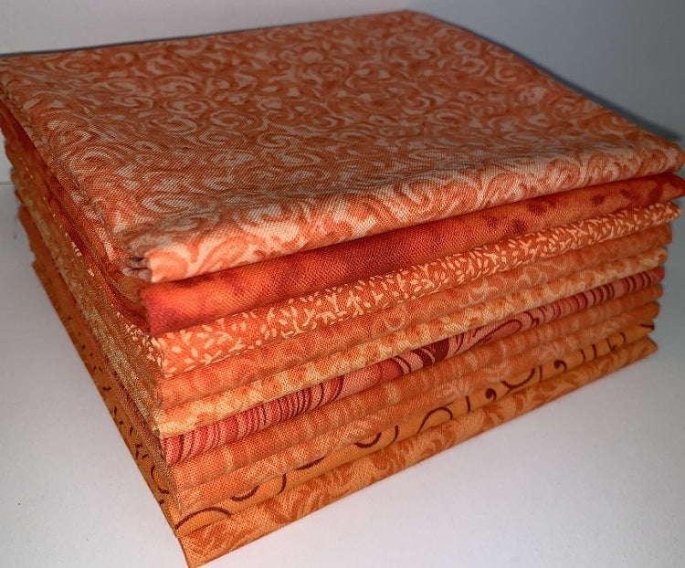 Basic Colors - Orange Fat Quarter Bundle - 10 Fabrics, 10 Total Fat Quarters 