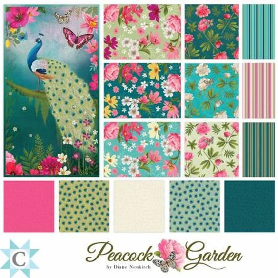 Clothworks - Peacock Garden - 40 Strips 