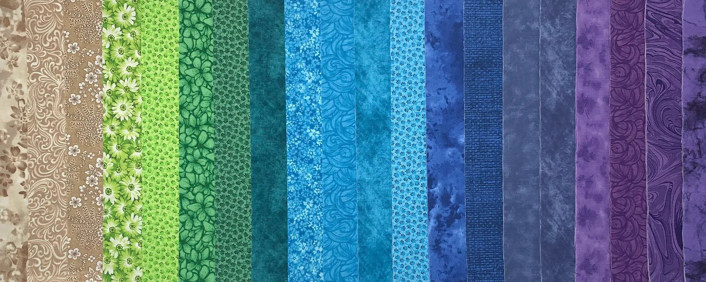 Peacock Fat Quarter Bundle - 20 Fabrics, 20 Total Fat Quarters