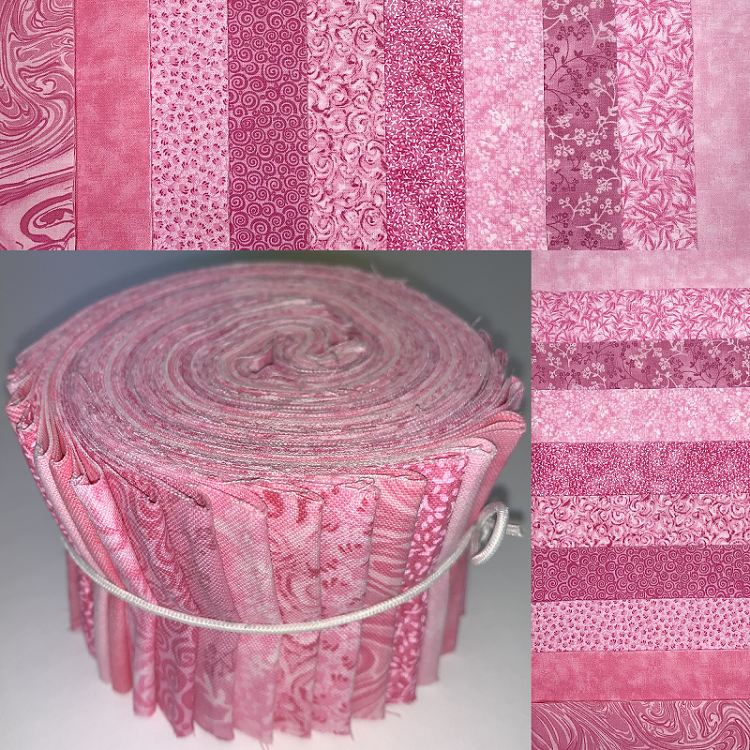 Basic Colors - Pink 2.5" Roll - 10 Fabrics, 20 Total Strips 