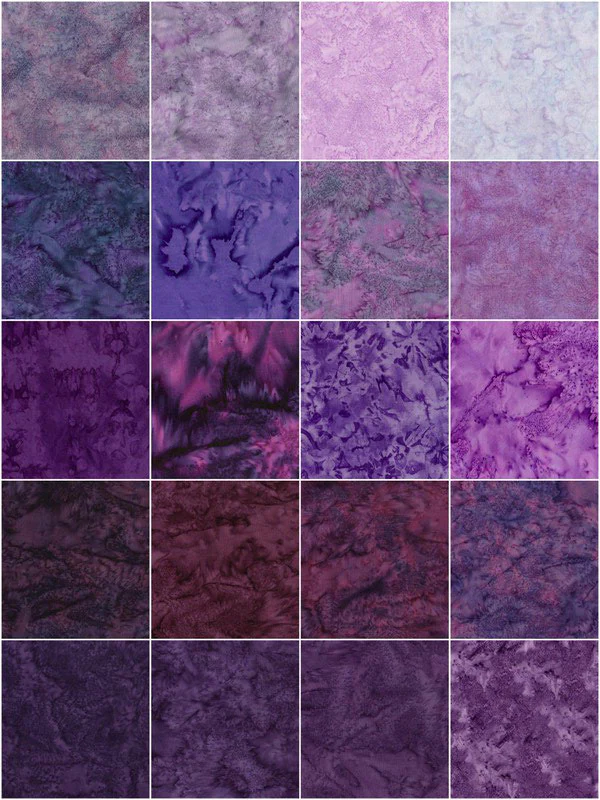 Island Batik - Playful Purple - 20 Fabrics, 40 Total Strips 