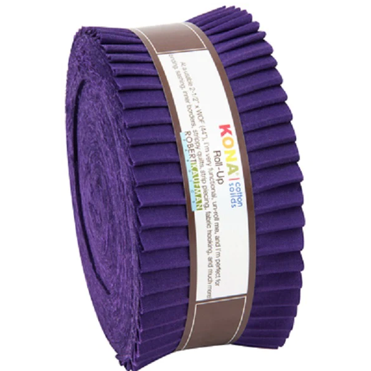 Robert Kaufman Kona Cotton Solid Purple Roll-up - 40 Strip Roll