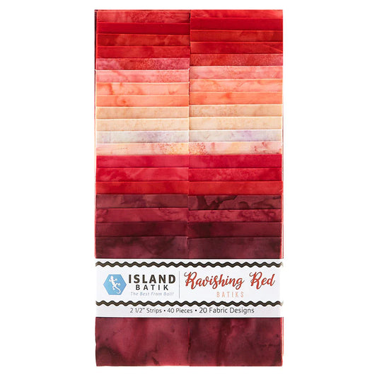 Island Batik - Ravishing Red - 20 Fabrics, 40 Total Strips