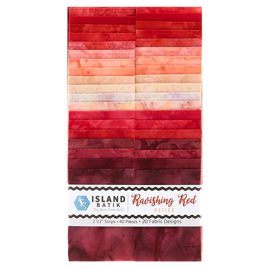 Island Batik - Ravishing Red - 20 Fabrics, 40 Total Strips