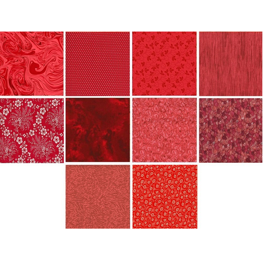Charm Pack 5x5 Squares - Basic Colors Red - 40 5" Squares