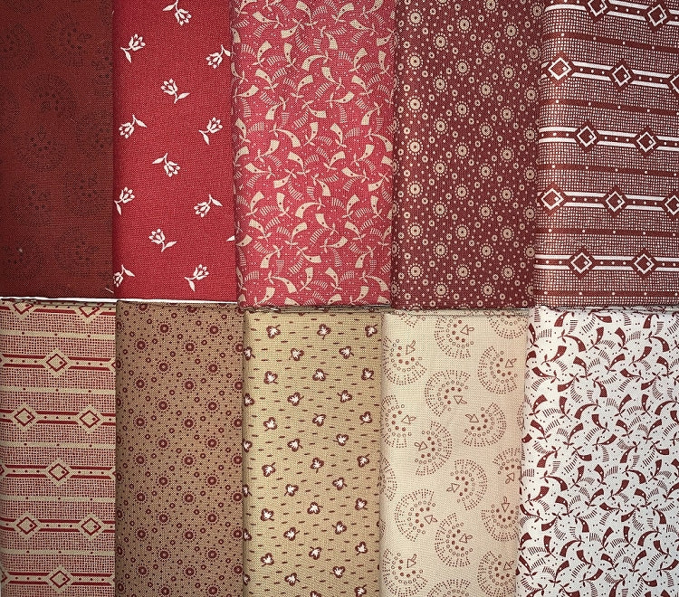 Marcus Fabrics "Red Repros" Half-yard Bundle - 10 Fabrics, 5 Total Yards
