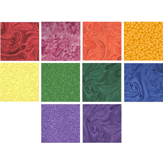 Charm Pack 5x5 Squares - Rainbow Prints - 40 5" Squares 