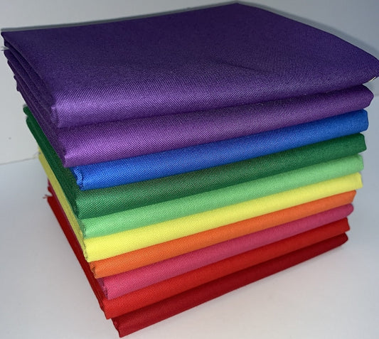 Supreme Cotton Solids ROYGBIV Half-yard Bundle - 10 Fabrics, 5 Total Yards  