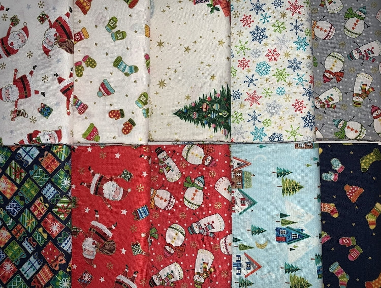 Andover "Santa Prints" Half-yard Bundle - 10 Fabrics, 5 Total Yards 