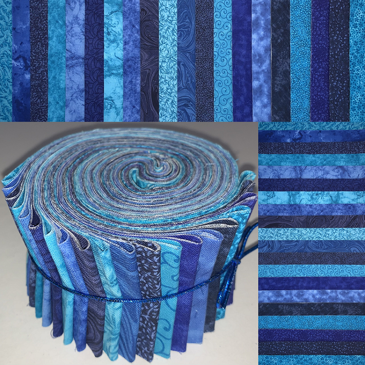 Azure Hues 2.5" Roll - 20 Fabrics, 20 Total Strips