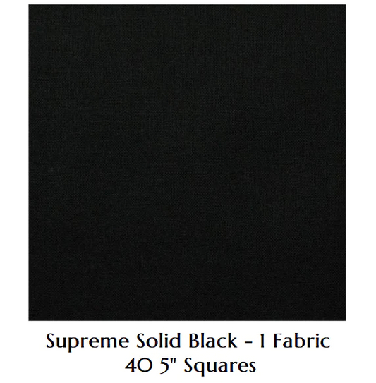 Charm Pack 5x5 Squares - Supreme Cotton Solid Black (Single Fabric)- 40 5" Squares