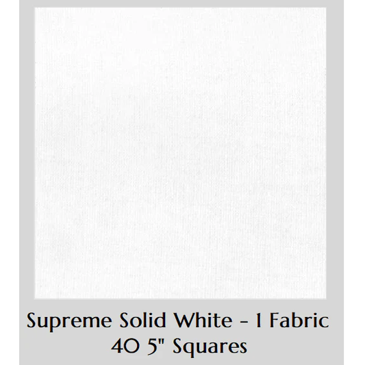Charm Pack 5x5 Squares - Supreme Cotton Solid White (Single Fabric) - 40 5" Squares