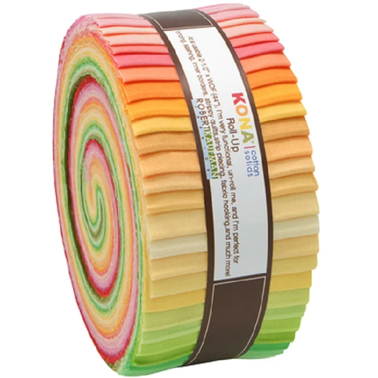 Robert Kaufman Kona Cotton Sunrise Palette Roll-up - 43 Strip Roll