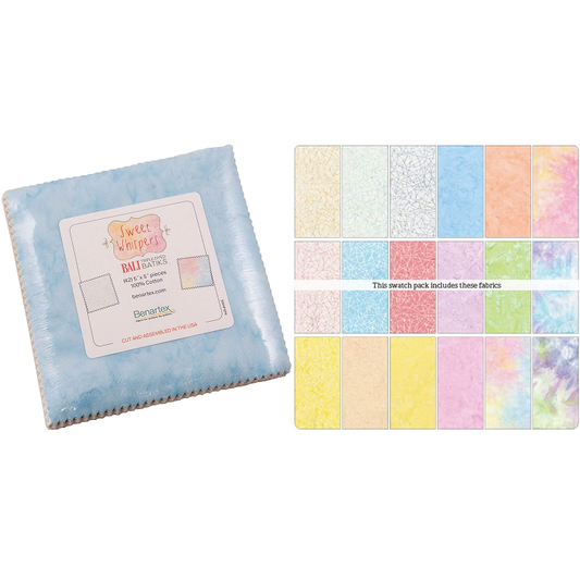 Charm Pack 5x5 Squares - Benartex Bali Sweet Whispers - 40 5" Squares