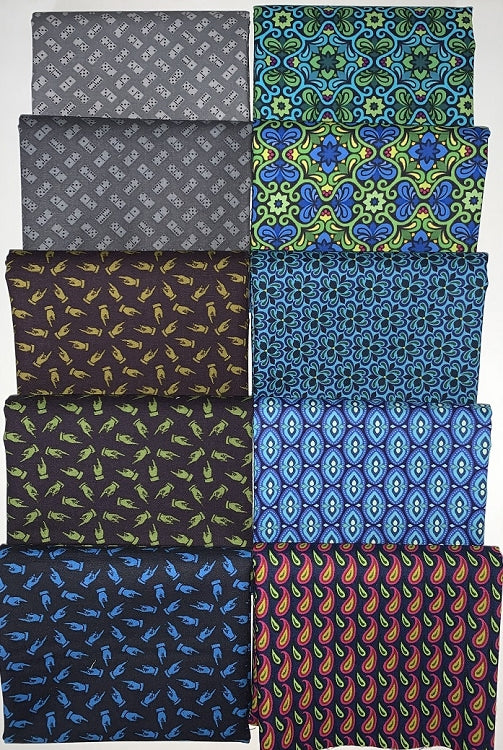 Benartex Vintage Cool Half-yard Bundle - 10 Fabrics, 5 Total Yards