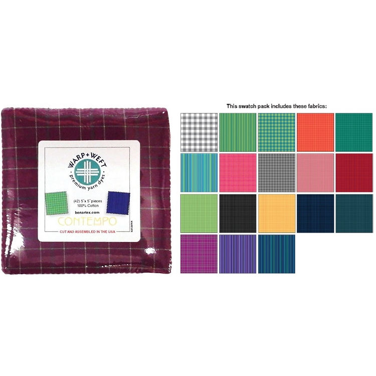 Charm Pack 5x5 Squares - Benartex Warp and Weft Premium Yarn Dyes  - 40 5" Squares 
